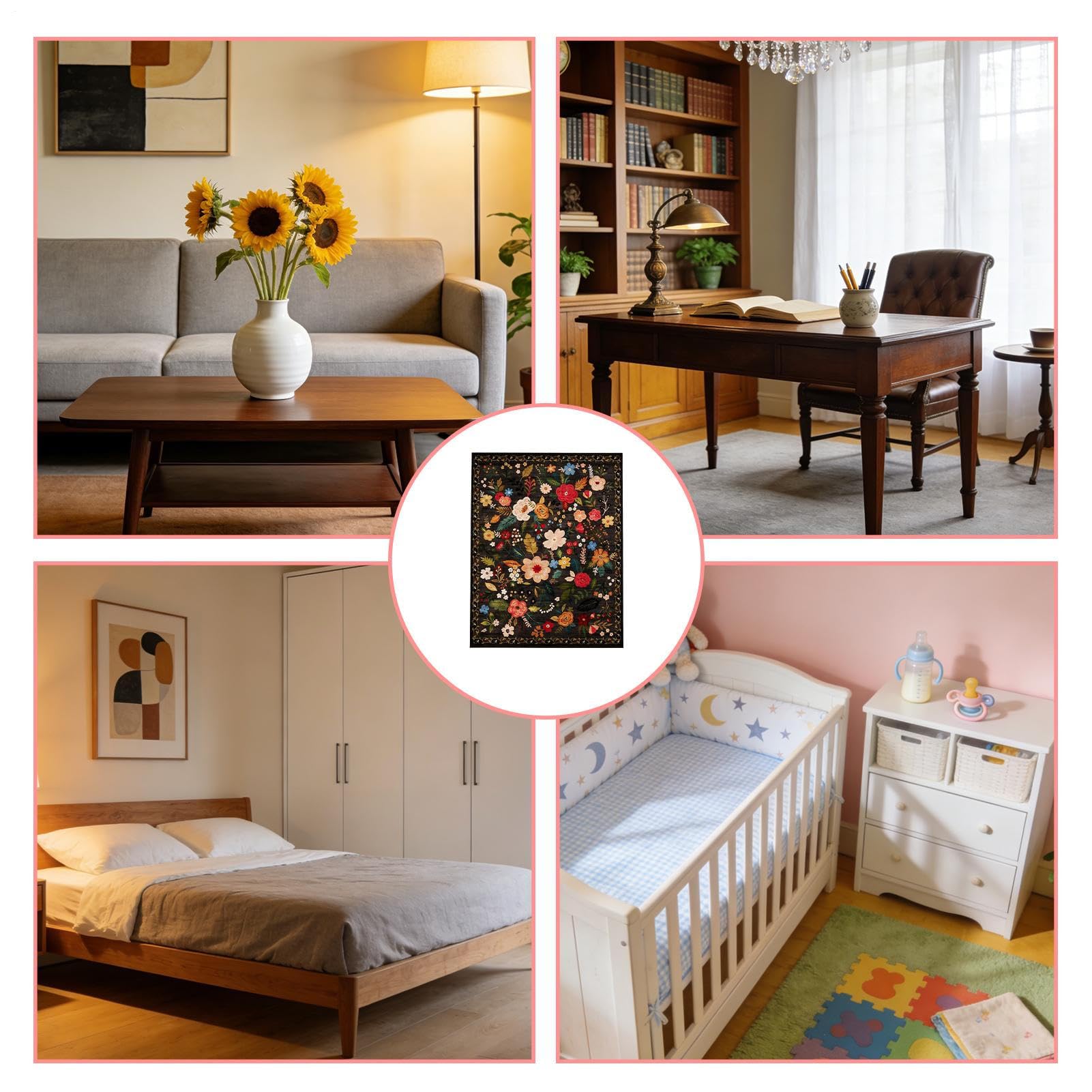 Générique Tappeto retrò 160 x 200 cm con motivi floreali in stile boemiano, antiscivolo, per casa, soggiorno, camera da letto, cucina, bagno, ingresso, cortile, giardino