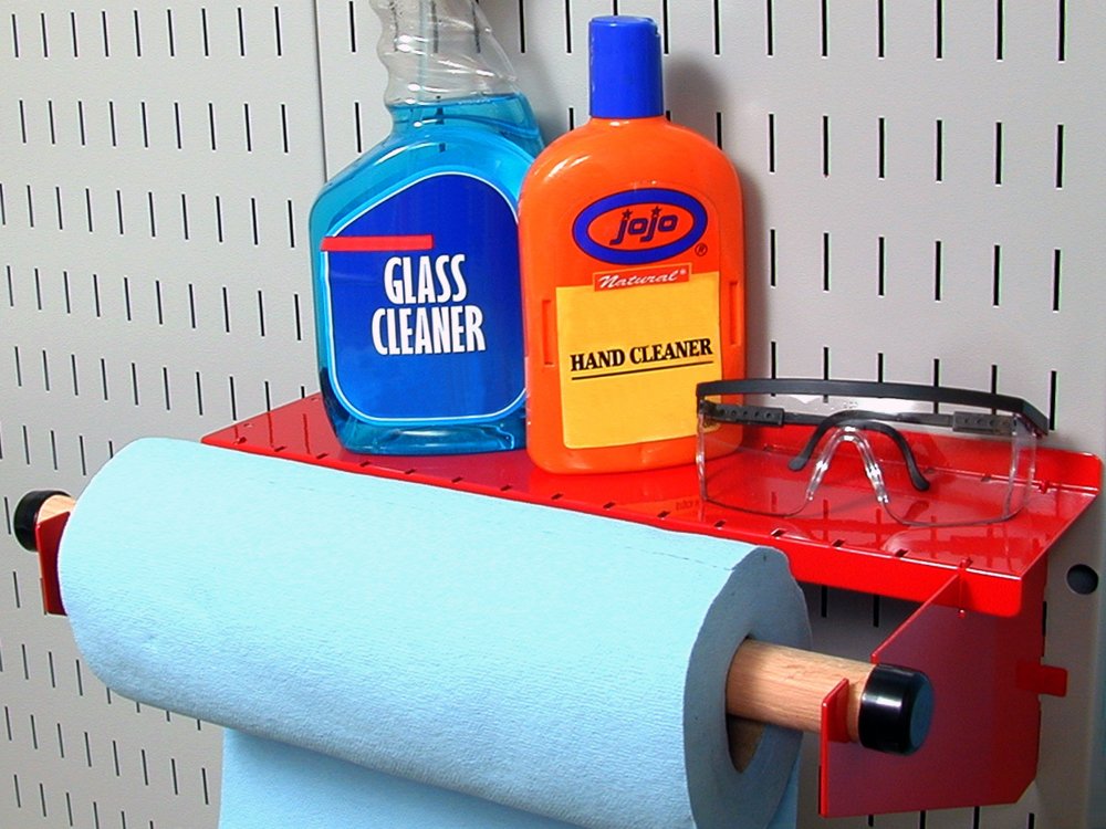 Wall Control Pegboard Paper Towel Holder and Dowel Rod Pegboard Shelf