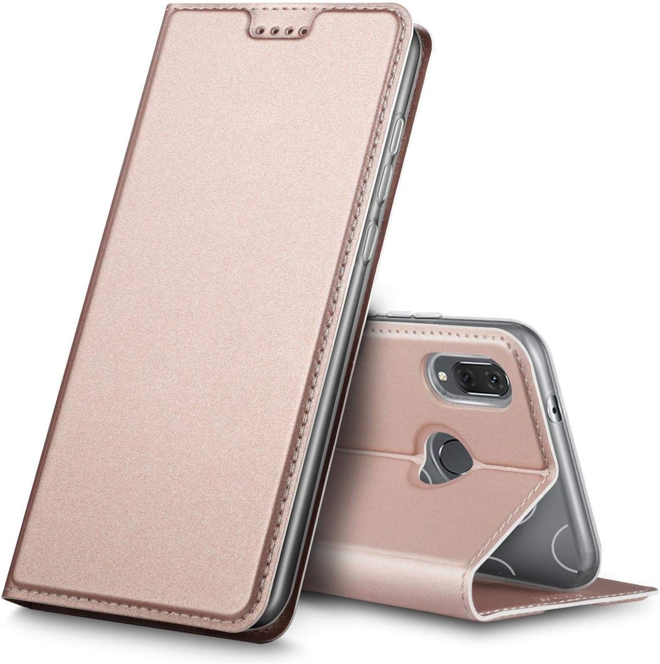 Verco Funda para Huawei P20 Lite PU Cuero Flip Folio Carcasa Soporte Plegable Ranuras para Tarjetas para teléfono móvil Huawei P20 Lite Cubierta, Rosa