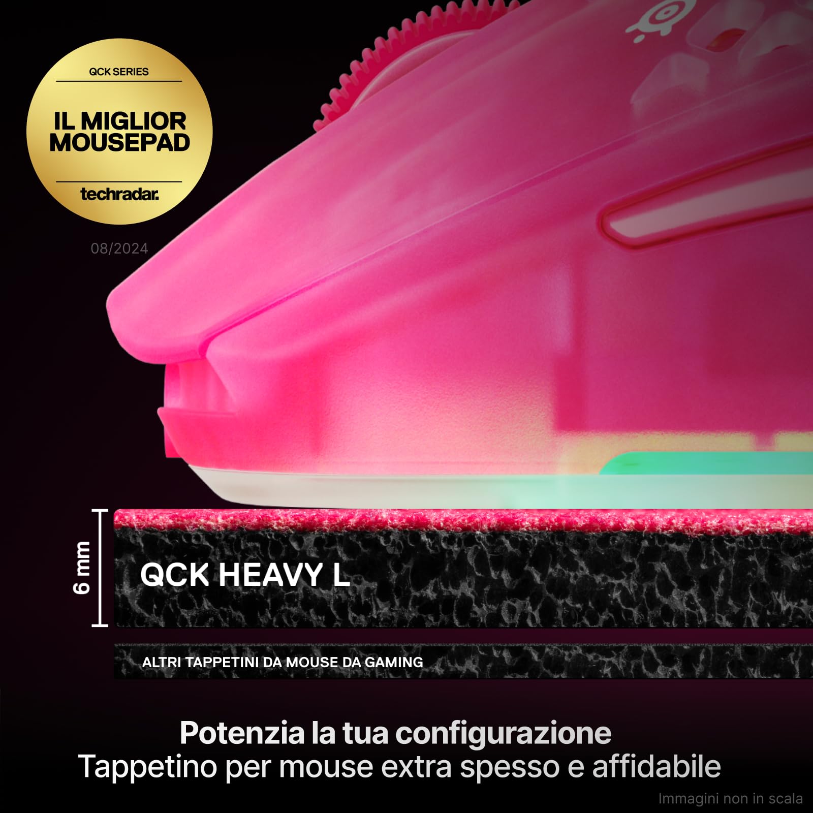 SteelSeries QcK - Tappetino per mouse da gioco pesante, base in gomma siliconica spessa e antiscivolo, tracciamento del picco, ottimizzato per FPS, MOBA, RTS, MMO di grandi dimensioni, 450 mm x 400 mm