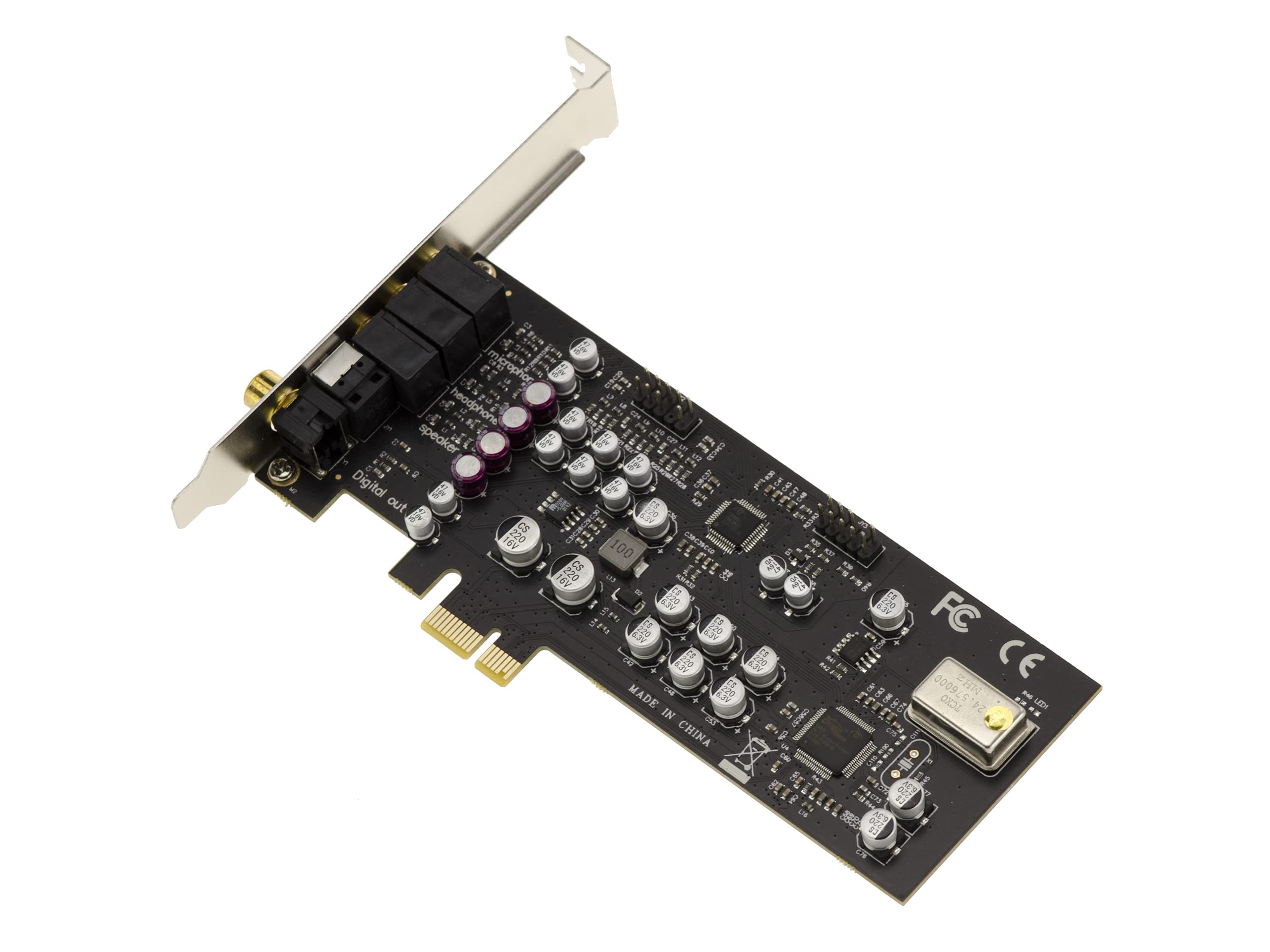 KALEA-INFORMATIQUE 7.1 HD HiFi-Soundkarte 24 Bit 192KHz 100db auf PCIe-Port mit Cmedia Oxygen CM8828 / CM9882A Chipsatz - High und Low Profile.