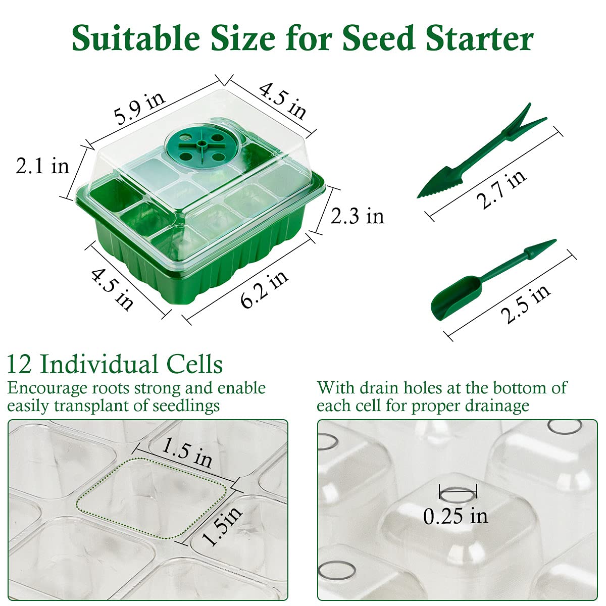 KAHEIGN 4 Vassoi Semina 24 Celle Con Coperchio - Per Orto, Serra E Giardinaggio Domestico - Foto 6