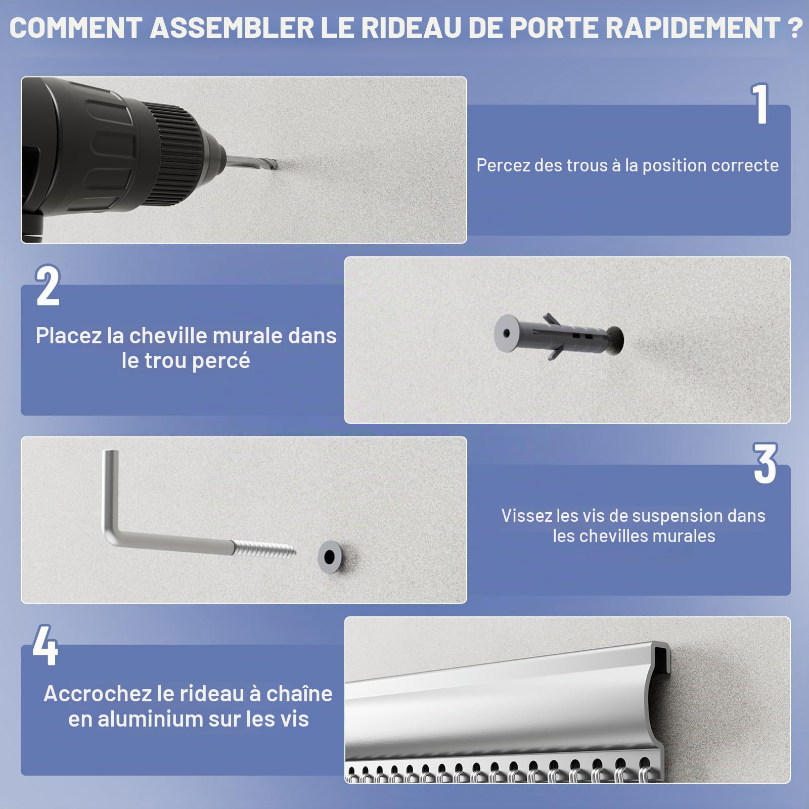 Soontrans Rideau Anti Mouche pour Exterieure, Rideau de porte en Aluminium 90 x 200cm, Rideaux Anti Mouche, Moustiquaire Métallique, Rideau à chaîne pour Les Insectes, Les Mouches, Les Guêpes(gris)