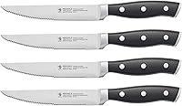 Henckels Forged Accent 4-Piece Steak Knife Set - Razor-Sharp German Engineered Blades, Durable Forged Bolster, Black Triple-Riveted Handles