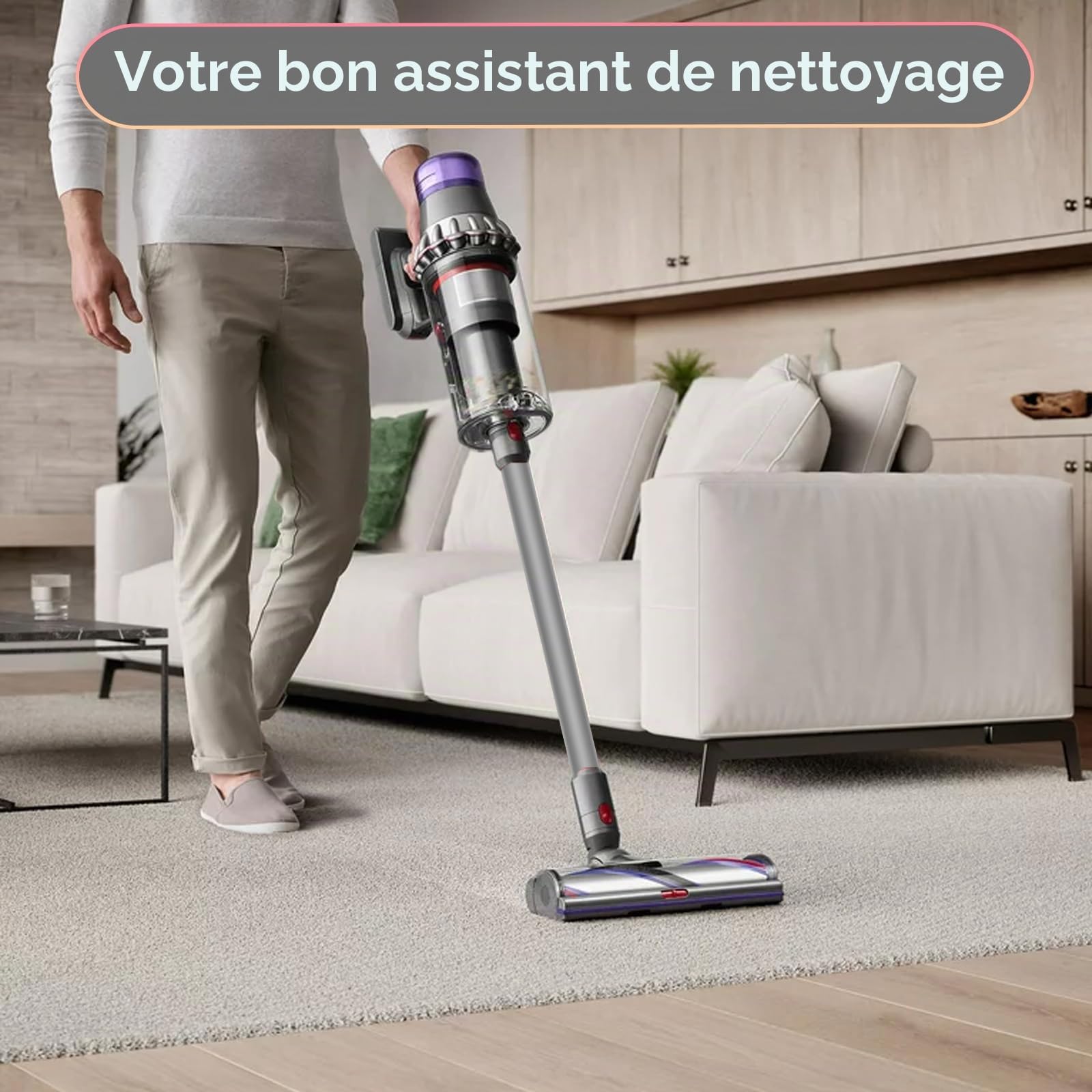 Tube Extension pour Dyson V15 V11 V10 V8 V7 Aspirateur, Pièces de Rechange pour Dyson, Tube Prolongateur Rallonge Accessoire, 73cm - Gris