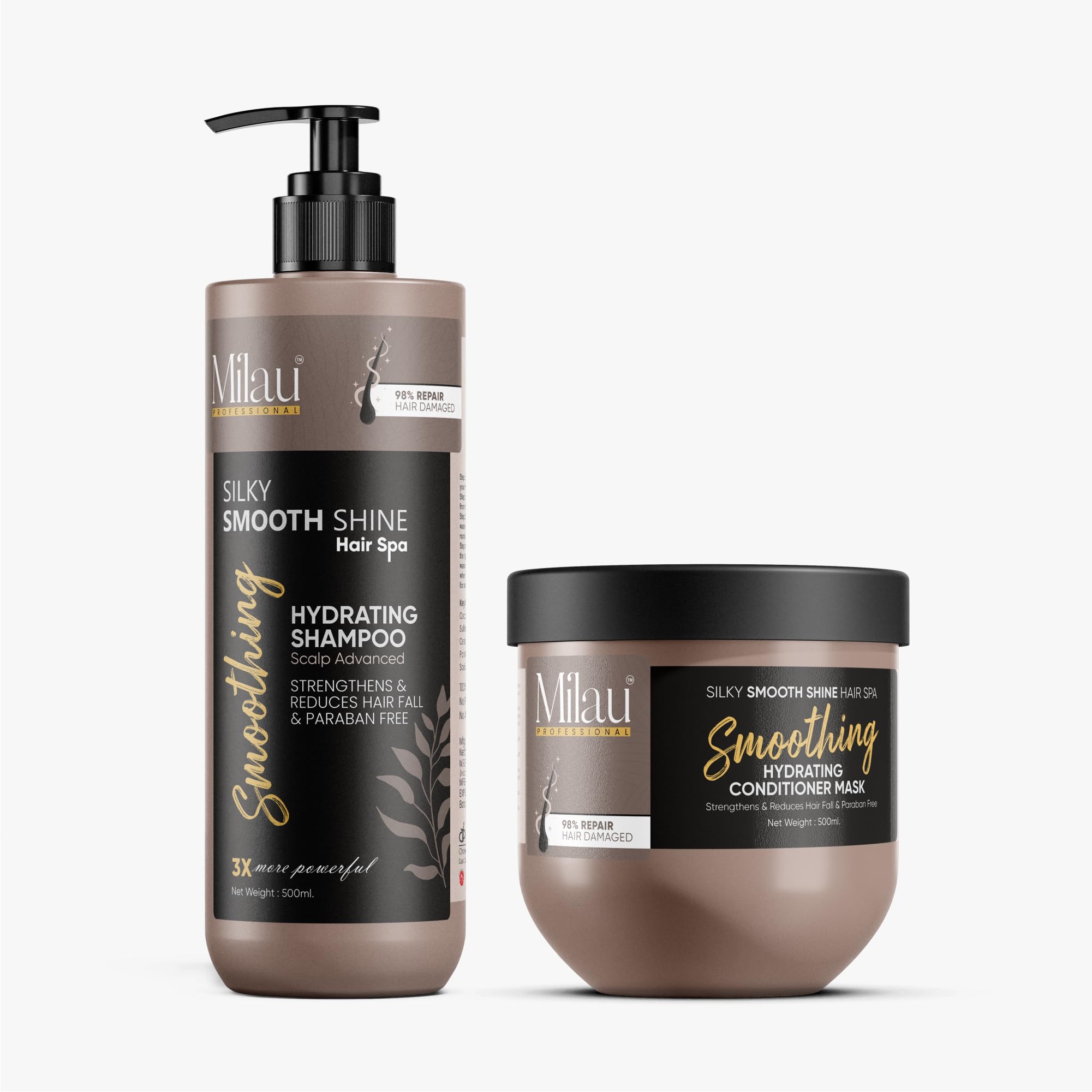 Silky Smooth Shine Hair Spa Shampoo & Conditioner Mask Combo 500ml Each Combo Pack, Hair Strengthening & Repair for Damaged Hair, Protein Enriched, For Men & Women, All Hair Types-picture-10
