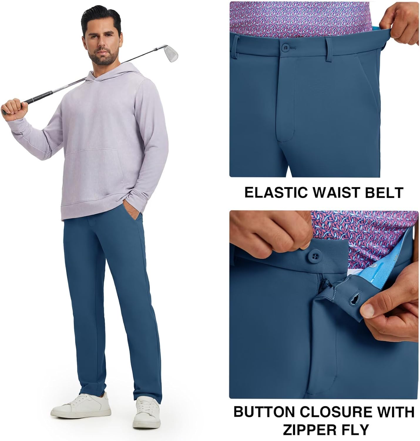 M MAELREG Men's Golf Pants Quick Dry Lightweight 30/32/34 Stretch Work Dress Casual Trousers with 4 Pockets Golf Pants Men - Image 3