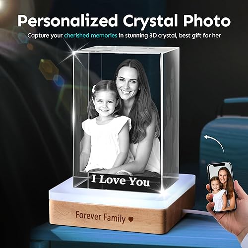 Miniatura 3 de Foto de cristal 3D personalizada en cristal  Regalo para mamá, esposa, ella, abuela, él, papá, Navidad, Año Nuevo, cumpleaños, boda, parejas,