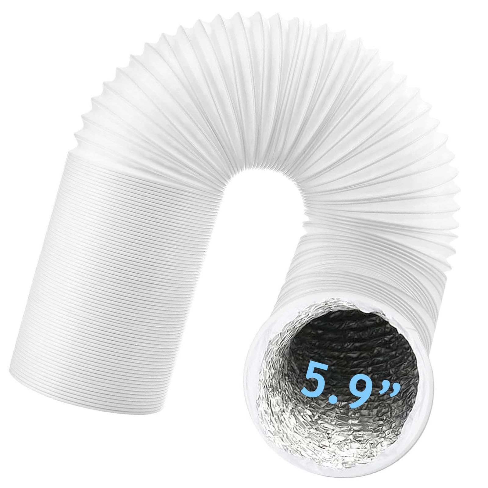 SPARES2GO Air Con Vent Hose PVC Aluminium Foil Insulated for Logik Air Conditioner Duct AC Outlet Pipe (5.9" x 6m)