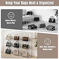 Vista 3 de 3Pack Purse Organizer for Closet Clear Acrylic Display Case Handbag Storage Organizer Box with Magnetic Door Stackable Storage Bins with Dustproof