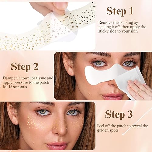 Glitter Freckles X6 + Cleaning Sticker X8，Face Glitter 【One-Second Remove】【Waterproof】【No-Stimulation】 Sparkle Freckles for Women，Pattern B(A--Glitter Freckle X6 +8 Cleaning Sticker X8)