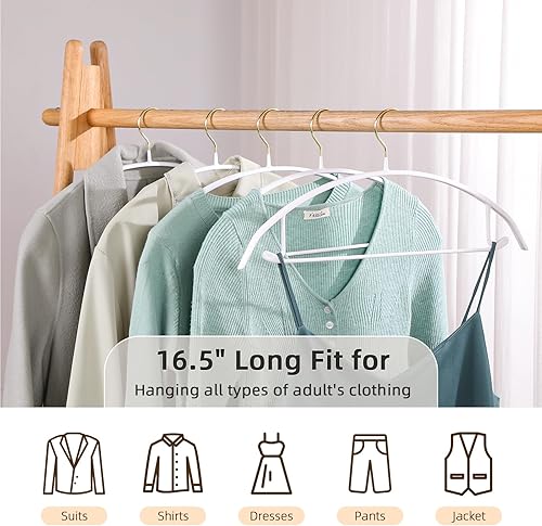 Miniatura 5 de MOPALL Perchas antigolpes, paquete de 20 perchas antideslizantes y ahorran espacio, perchas de ropa resistentes con revestimiento de goma, contorno