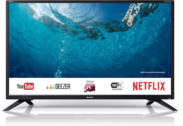 SHARP 1T-C32BC2KH1FB 32 Inch HD Ready LED Smart TV with Freeview Play, 3 x HDMI, Mini SCART, USB Media Player, Black
