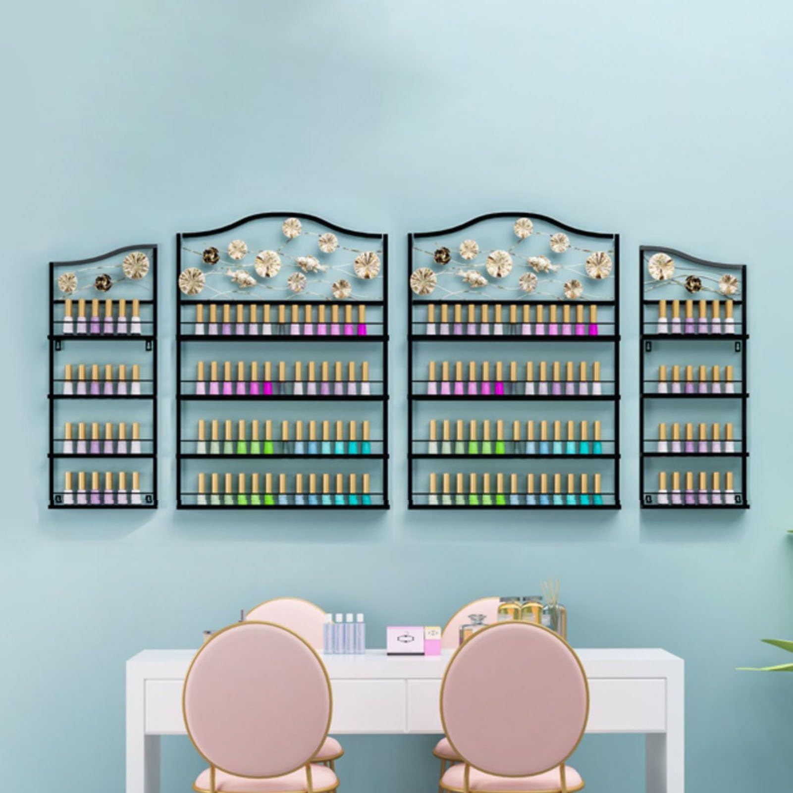 Grande Contenitore per Smalto, Porta Smalto in Metallo a 4 Ripiani, Porta Smalto per profumi Cosmetici per Unghie (Nero B)