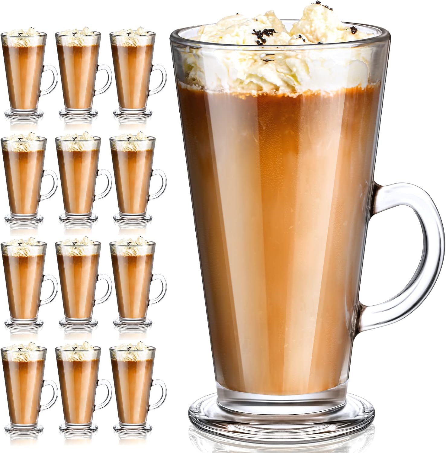 Amazon.com | meekoo 12 Pcs 9.6 oz Irish Coffee Mugs Clear Tall Irish ...