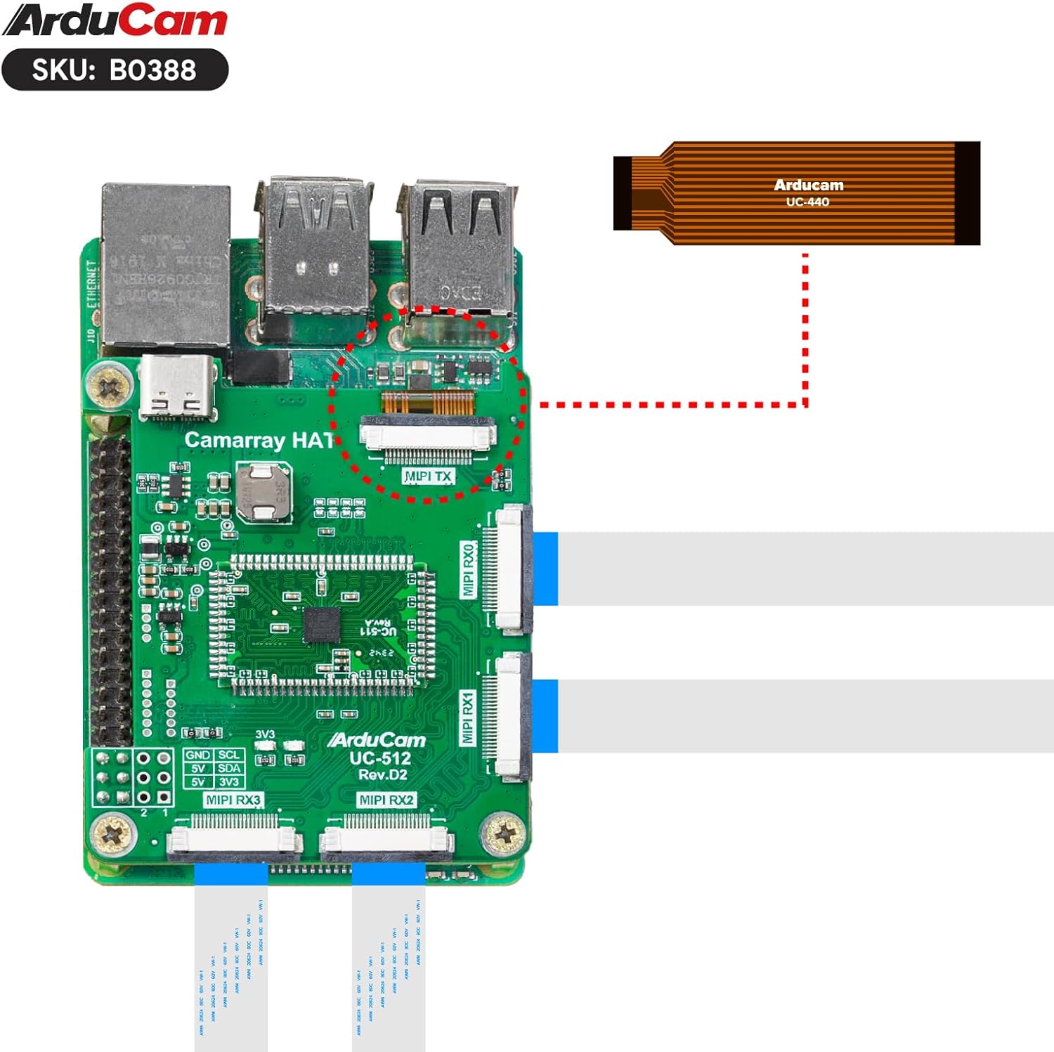 Connecting Camarray HAT to host board