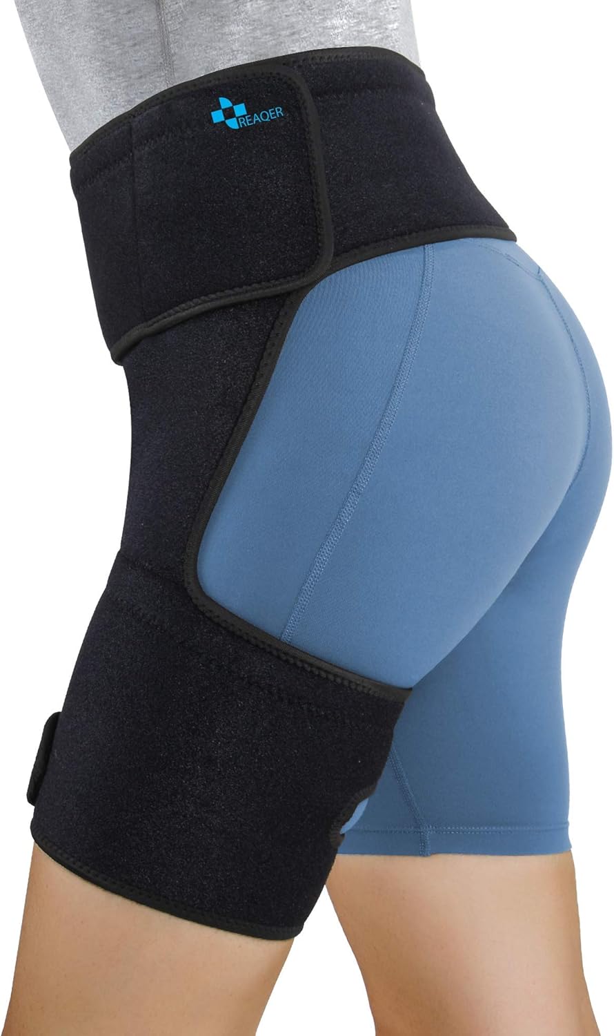 REAQER Hip Thigh Support Brace Groin Compression Wrap for Pulled Groin