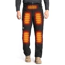 ANTARCTICA GEAR Heated Pants for Men, with 12V Battery, 5-Zone Heating Softshell Outdoor Trousers Hiking Pants