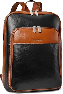 BOSTANTEN 15.6 inch Laptop Backpack Purse for Women Leather Travel Work Backpack Large Size
