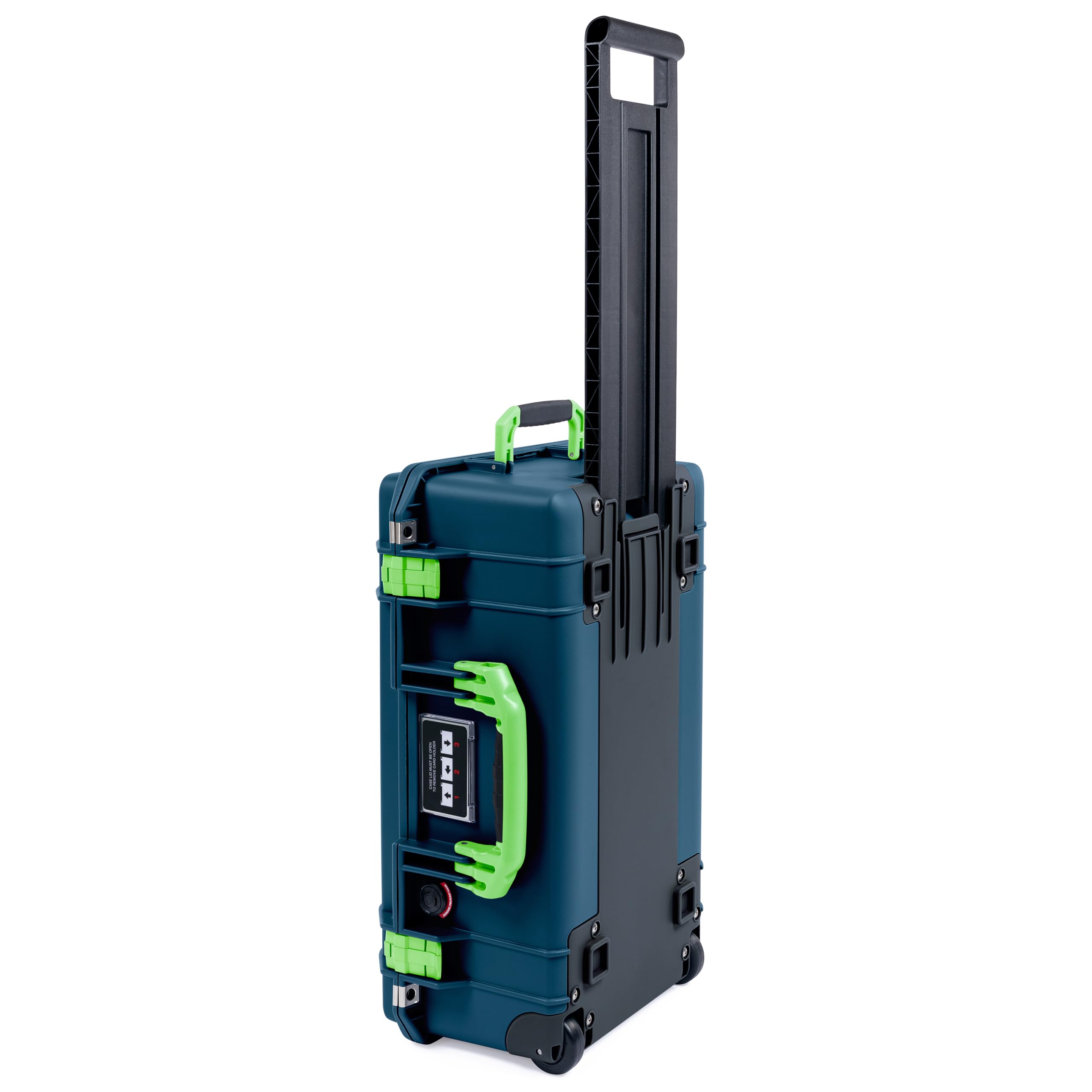 Pelican Air 1535 Carry-On Case by ColorCase - Deep Pacific Blue - Medium Size Waterproof Case - Lime Green Handles & Latches
