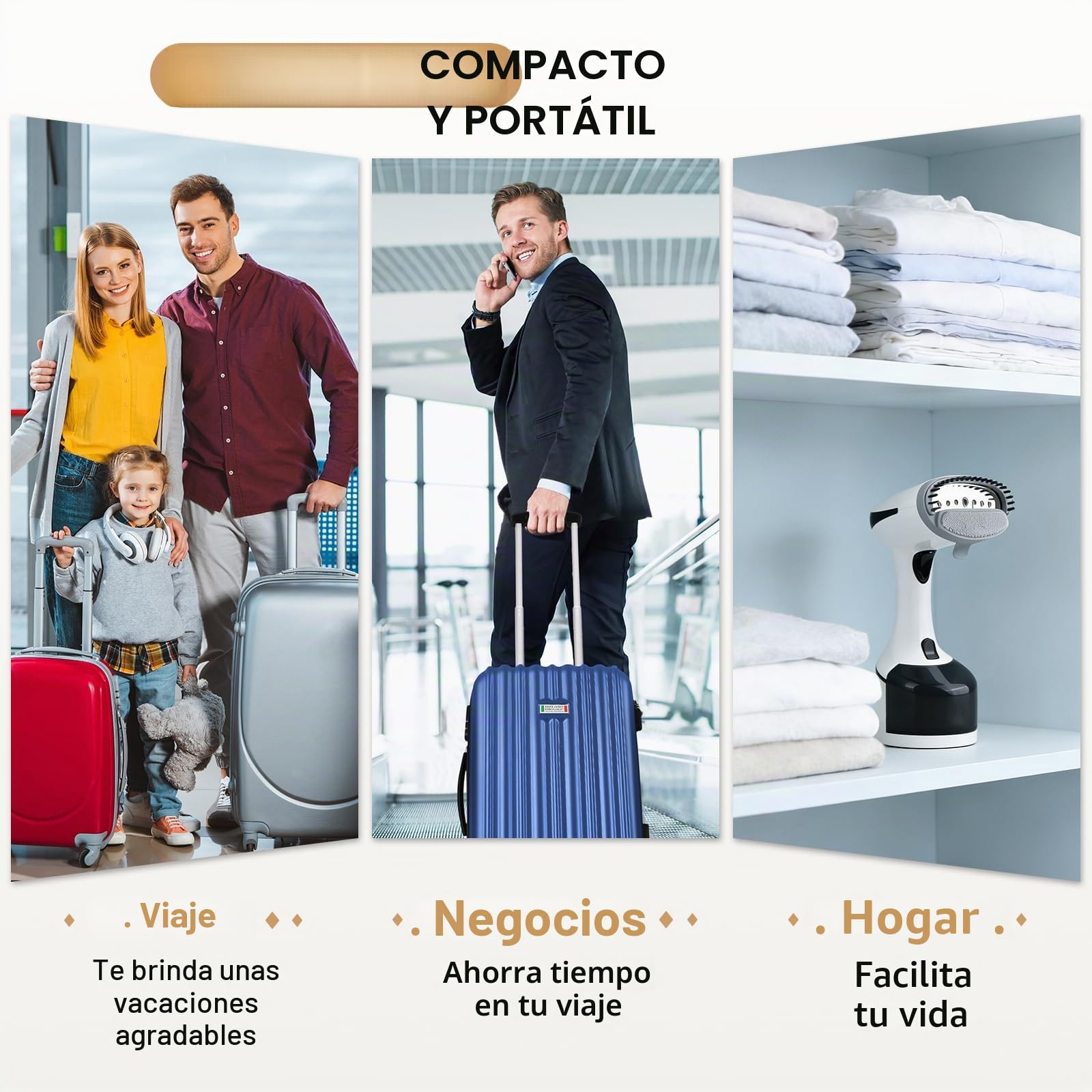 Cadrim Plancha Vertical Vapor de 1600 W con 250 ml con depósito de agua y 3 niveles de vapor,Calentamiento Rápido de 20 Segundos,Ideal para el hogar, la oficina y viajes