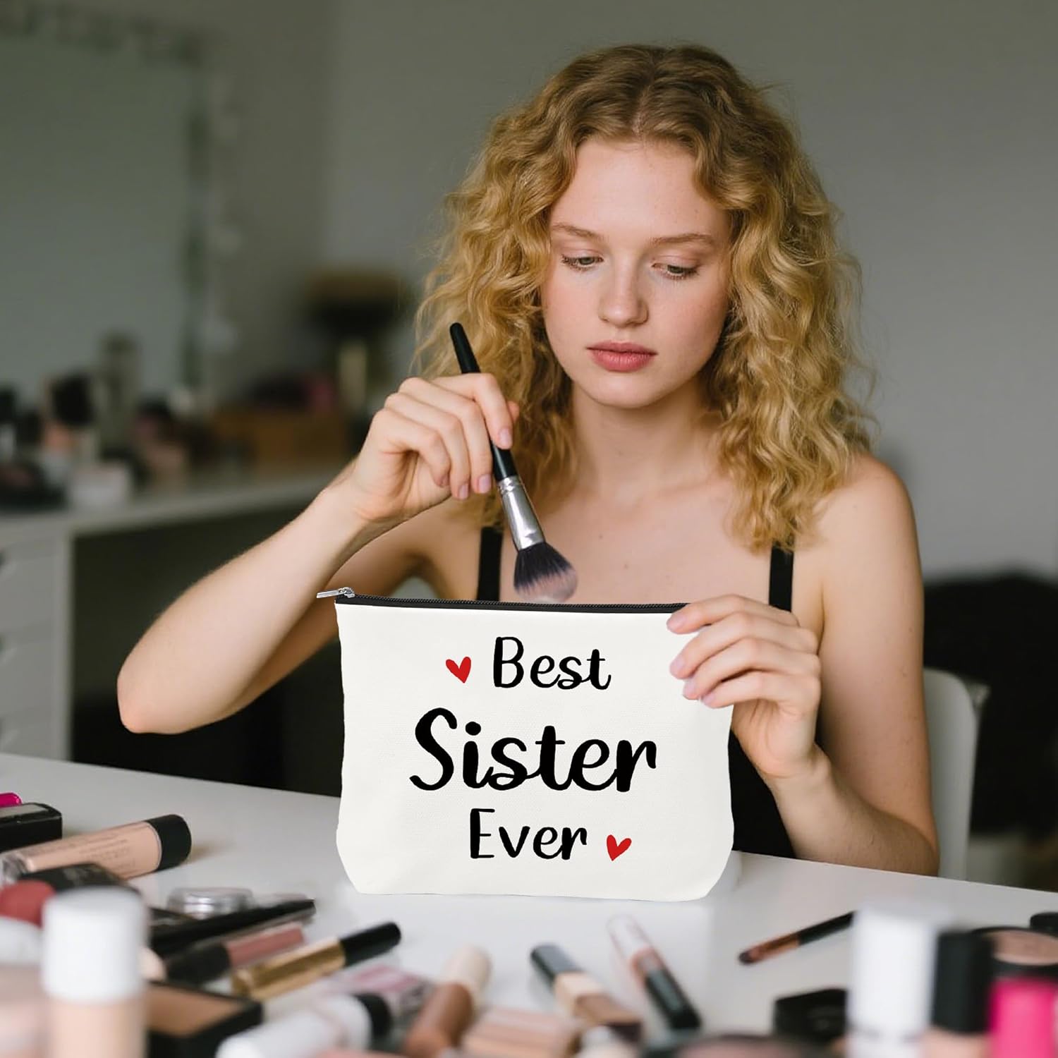 Sister Gifts - Best Sister Ever Sisters Birthday Gifts Ideas from Sis Travel Makeup Cosmetic Bag Christmas Mothers Day Valentines Day Easter Graduation Gift Travel Gift for Adult Sisters Women Sis - Image 5