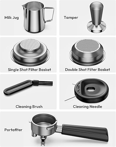 Miniatura 9 de EUHOMY Máquina de café expreso con molinillo, cafetera de 20 barras con espumador de leche, máquina de café expresso profesional con tanque de agua