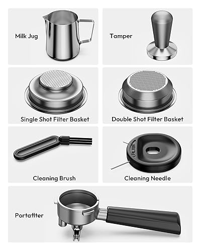 Miniatura 9 de EUHOMY Máquina de café expreso con molinillo, cafetera espresso profesional de 20 bares para el hogar, con espumador de leche para bebidas con Negro