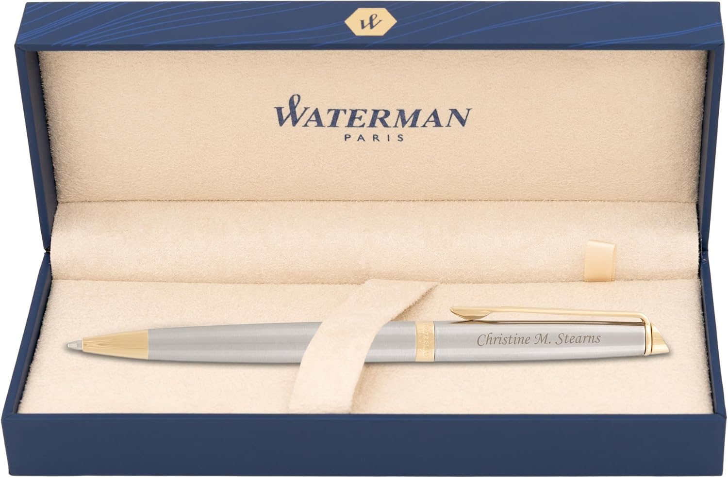 Waterman Hemisphere Ballpoint Pen, Stainless Steel with 23K Gold Trim, Custom Engraved — Retirement, Promotion, or Executive Gift