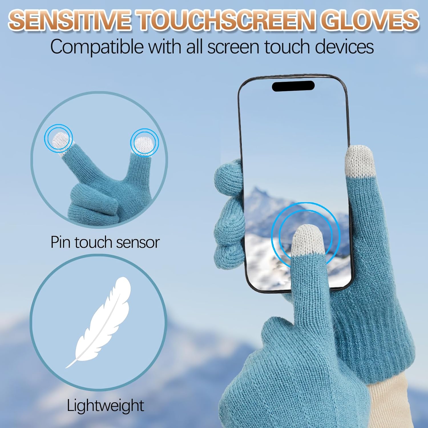 GoxRunx Winter Gloves for Women,Touchscreen Elastic Cuff Warm Knit Womens Gloves With Soft Thick Fleece Lining - Image 3