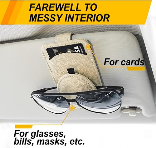 Miniatura 9 de Soporte de gafas de sol para visera de automóvil, soporte de lentes de sol con imán para piezas de accesorios de automóvil, soporte de cuero para