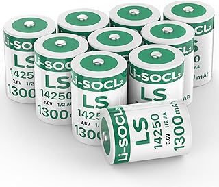 10-Pack LS14250 3.6V 1/2AA 1300mAh Lithium Battery for SAFT Water Meter Electricity Meter Gas, ER14250 Batteries Non-Rechargeable