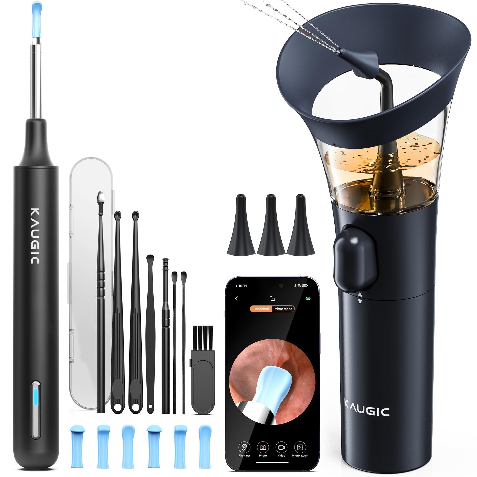 KAUGIC 6-in-1 Hot Air Hairstyler, Professional Round Brush Dryer with Auto-Wrap Curling Iron, Straightener  Volumising Brush, Ion Technology for Quick Drying, No Heat Damage, Travel Storage