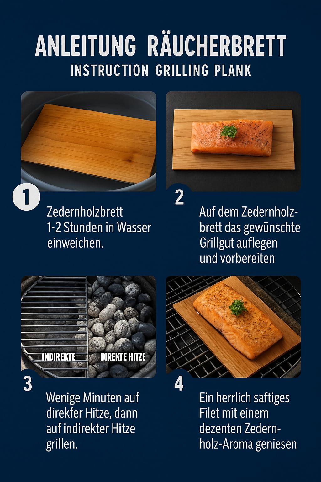 Zedernholzbrett zum Grillen 2er Set - SAADAT Grillbretter, Räucherbretter aus Zedernholz hergestellt aus 100% natürlichem