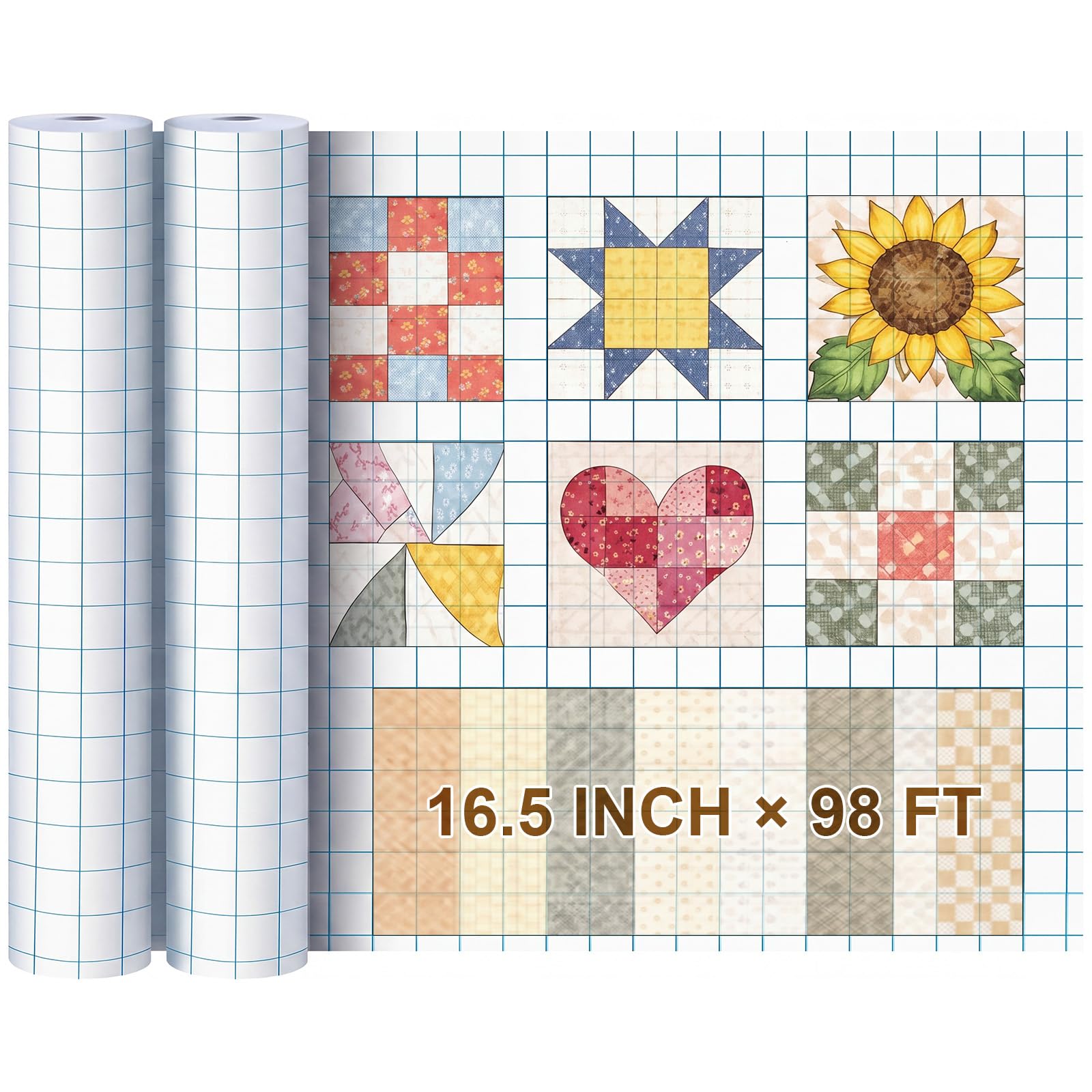 Jetec 2 rotoli di carta millimetrata, carta a quadretti grandi, rotolo di carta a griglia con griglia da 2,5 cm per casa, scuola, classe, forniture didattiche, regali per bambini, studenti, 19,7 x 60