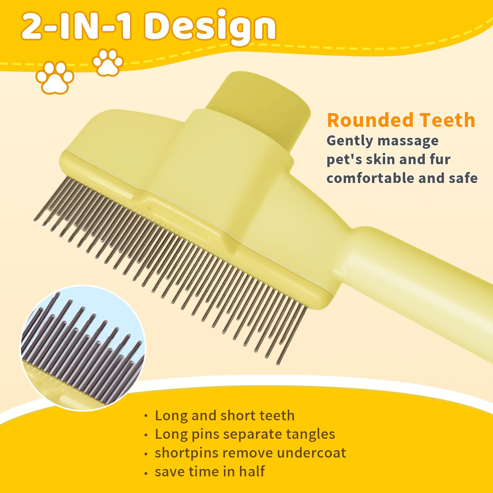 3 Pcs Dog/Cat Brush, Self Cleaning Pet Slicker Brushes with Handle, Pet Grooming Comb - Image 2