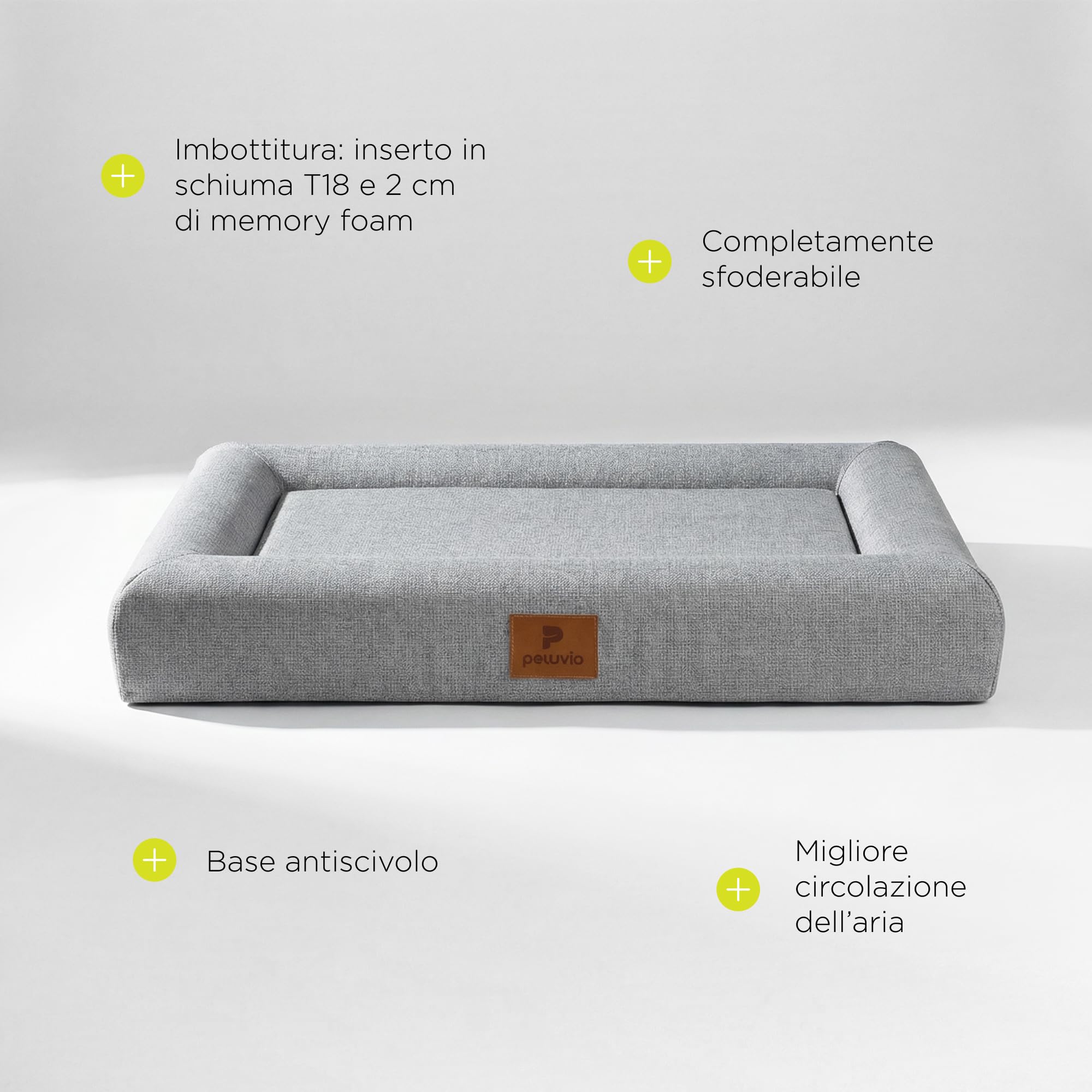 Kibi Cuscino per Cani con Memory Foam da 2 cm | Cuccia Piatta da Interno, Base in Schiuma T18, Sfoderabile e Lavabile a 30°C, Fondo Antiscivolo, 120 x 80 x 15 cm