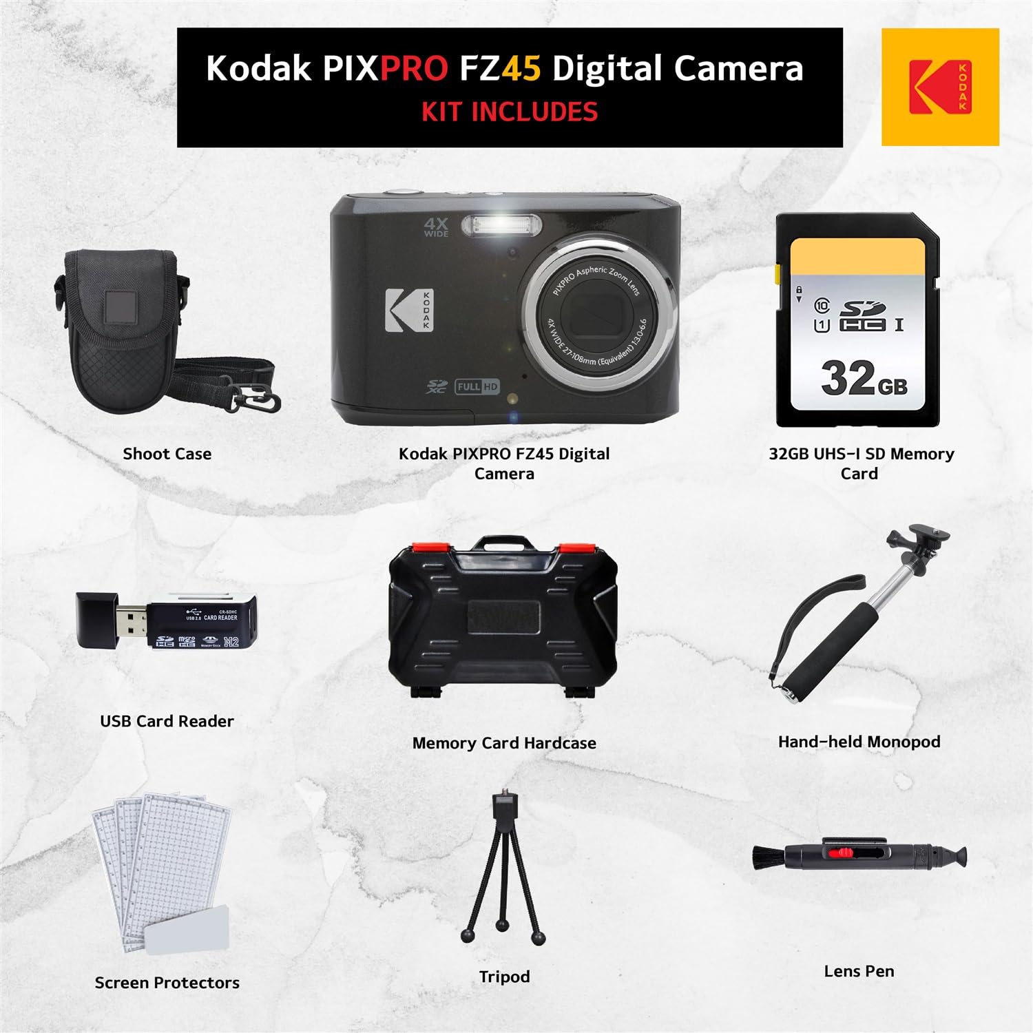 Amazon | Kodak (コダック) PIXPRO FZ45 デジタルカメラ 32GB メモリー