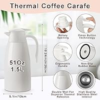 Vista 2 de Norme 2 jarras térmicas de café de acero inoxidable aisladas para líquidos calientes, dispensador térmico de jarra con cepillos para mantener