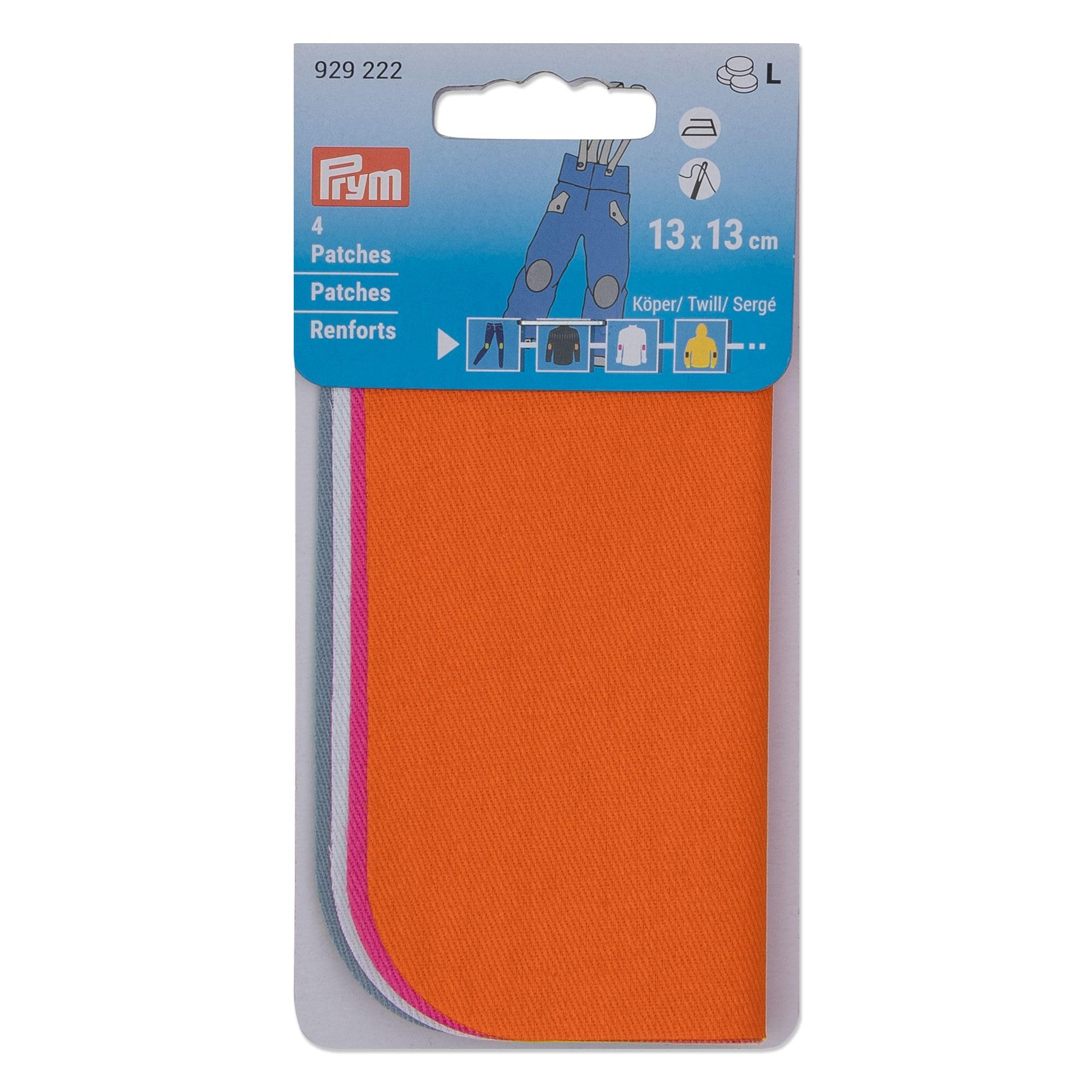 Prym 929222 Twill Repair Patch 13 x 13 cm Orange Pink White Blue, Orange/Pink/White/Blue, 13 cm x 13 cm