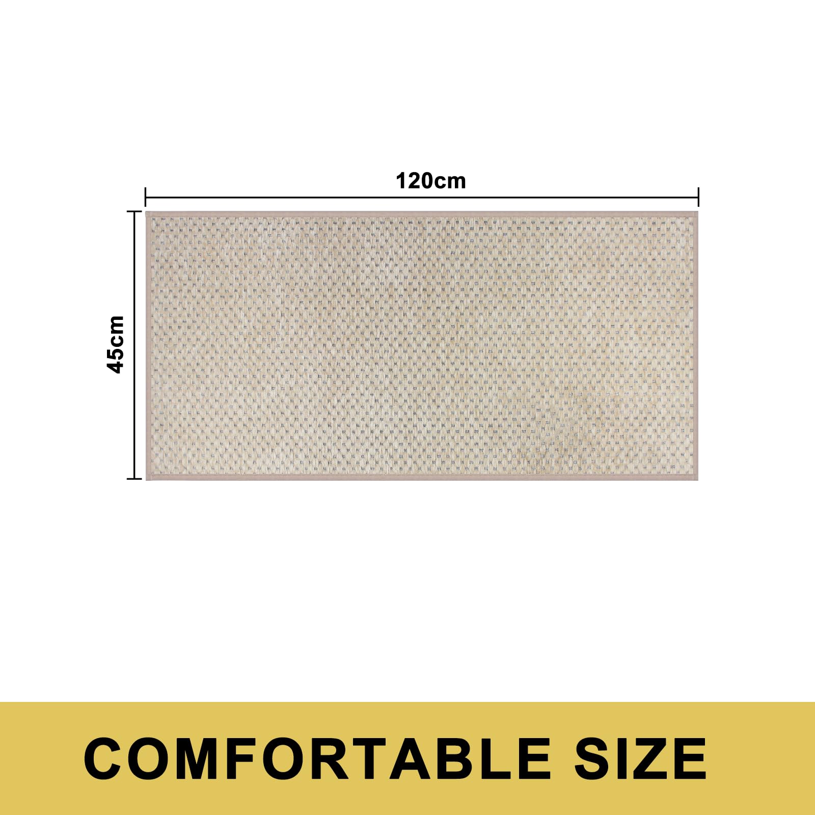 KMVIZI Antislip keukentapijt, wasbaar, 45 x 120 cm, chenille-keukentapijt, absorberende loper van rubber, gemakkelijk te reinigen, voor badkamer, hal, eetkamer, bijkeuken, beige