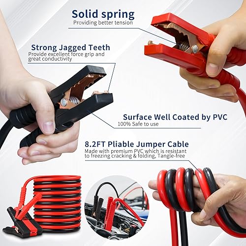 Miniatura 3 de XOOL Kit de emergencia para automóvil con cables de puente, kit de primeros auxilios, correa de remolque y juego de herramientas – Kit de seguridad