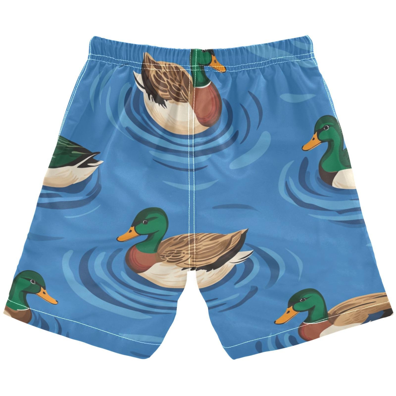 Jucciaco Boys Beach Board Shorts Duck Goose Green Animal Swim Trunk Teen Swimwear