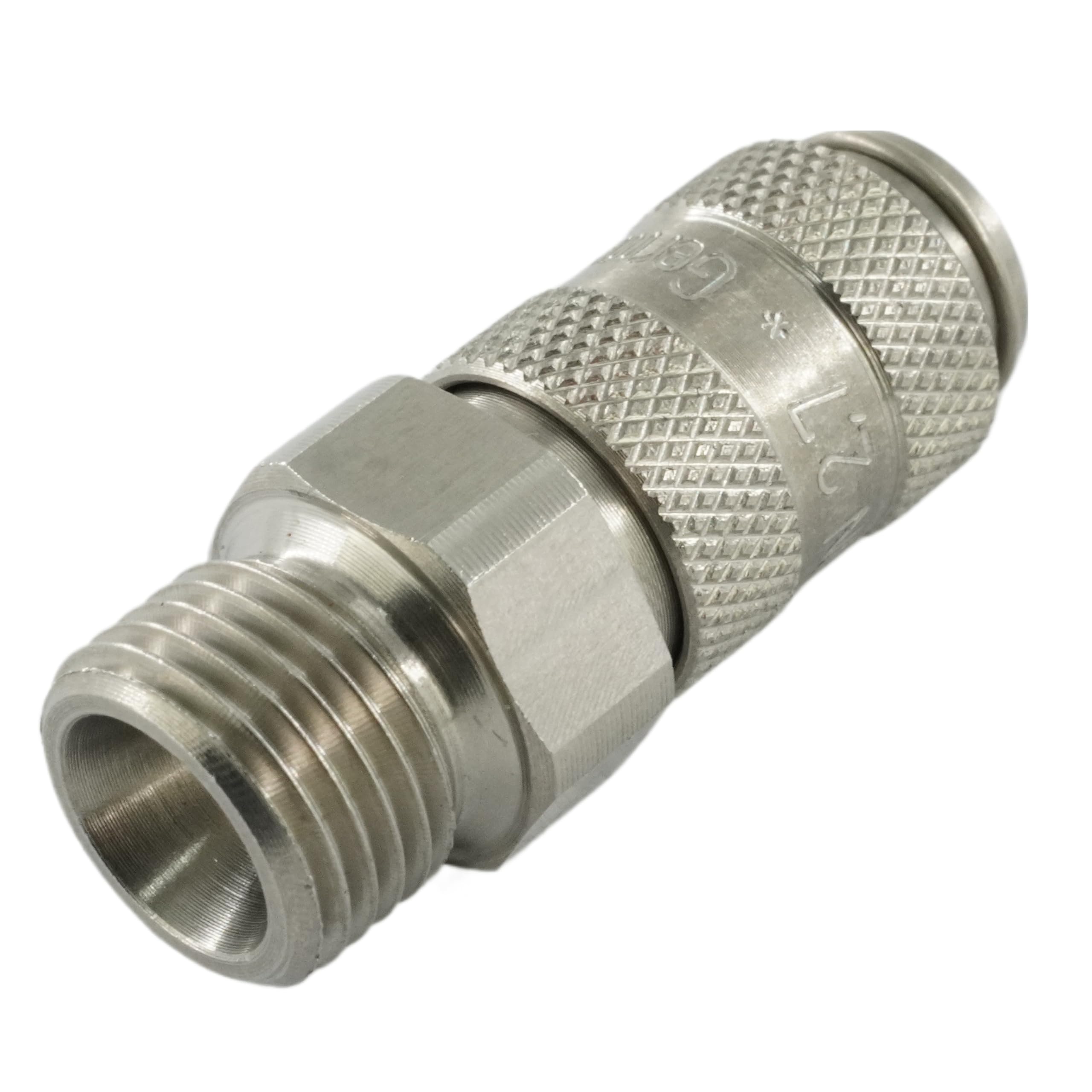 Druckluftkupplung NW 2,7 mit Außengewinde und Dichtungsring Micro-Kupplung Messing/vernickelt Edelstahl (Edelstahl - M5)