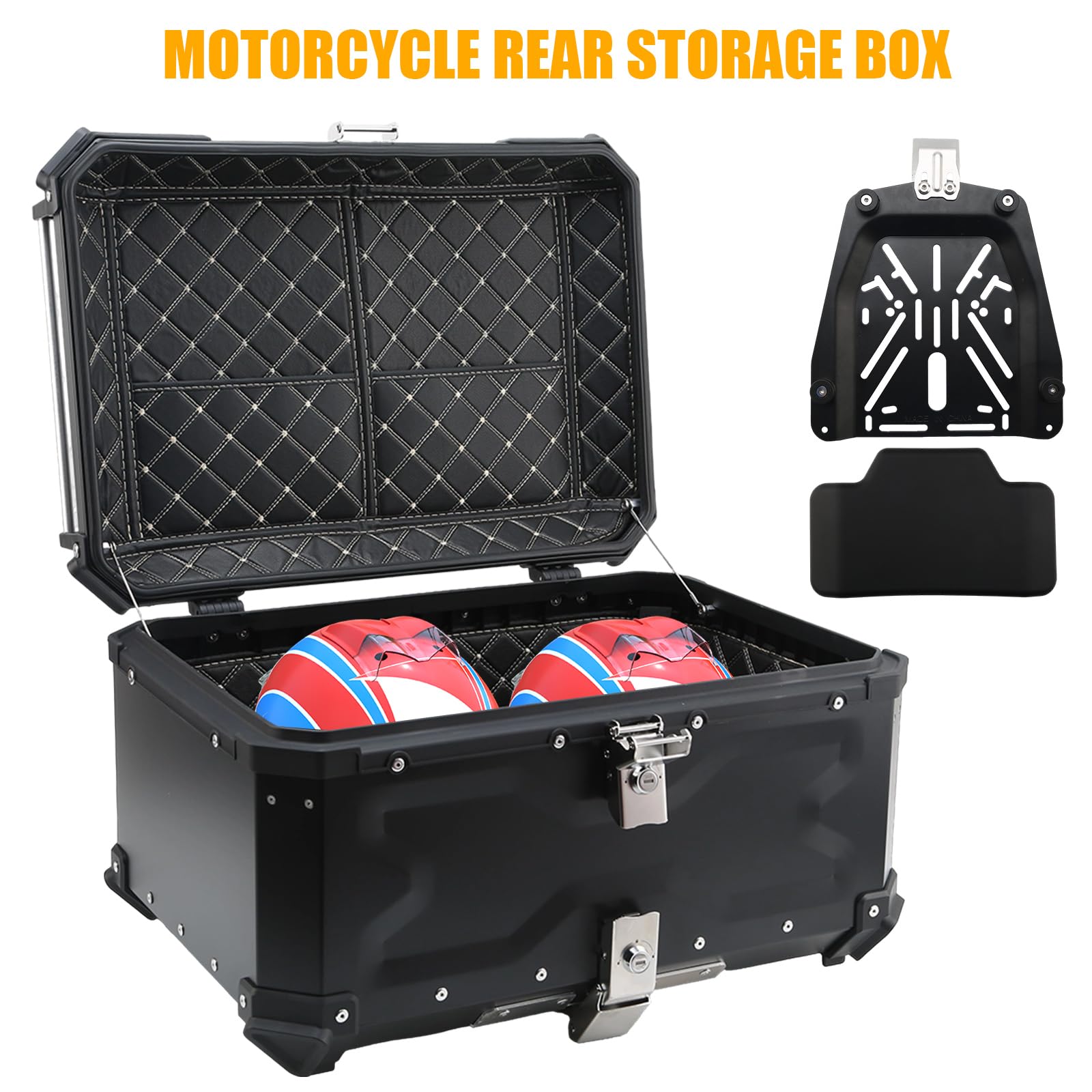 Motorrad Topcase Aluminium 65L Koffer Schwarz Universell