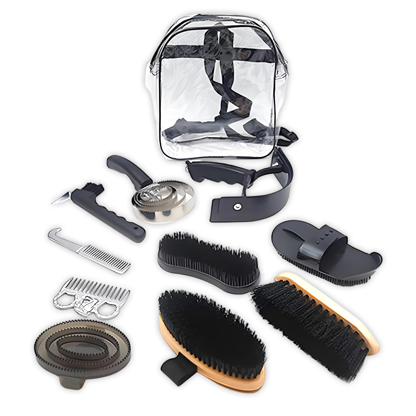 Pferdepflegeset für Reiter, Multitool Bürstenbündel, routinemäßige Fellpflege, Verwendung Stall, Auffrischung vor dem Ausritt, Mähnenzubehör nach dem Ausritt Pferdepflege Tools Pferdebürstenset