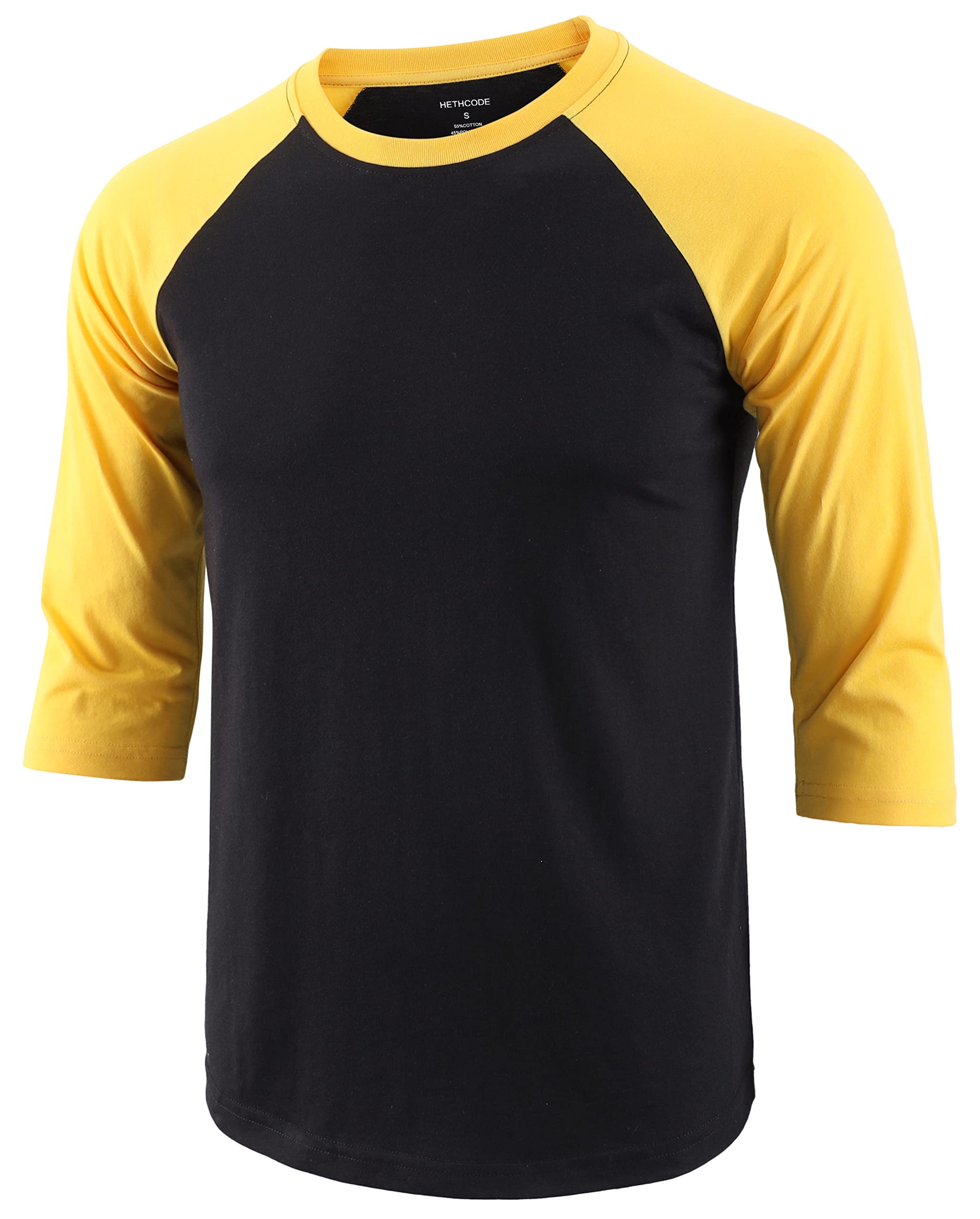 HETHCODEMen's Classic Slim Fit 3/4 Raglan Sleeve Active Sports Baseball Vintage Tee Shirts