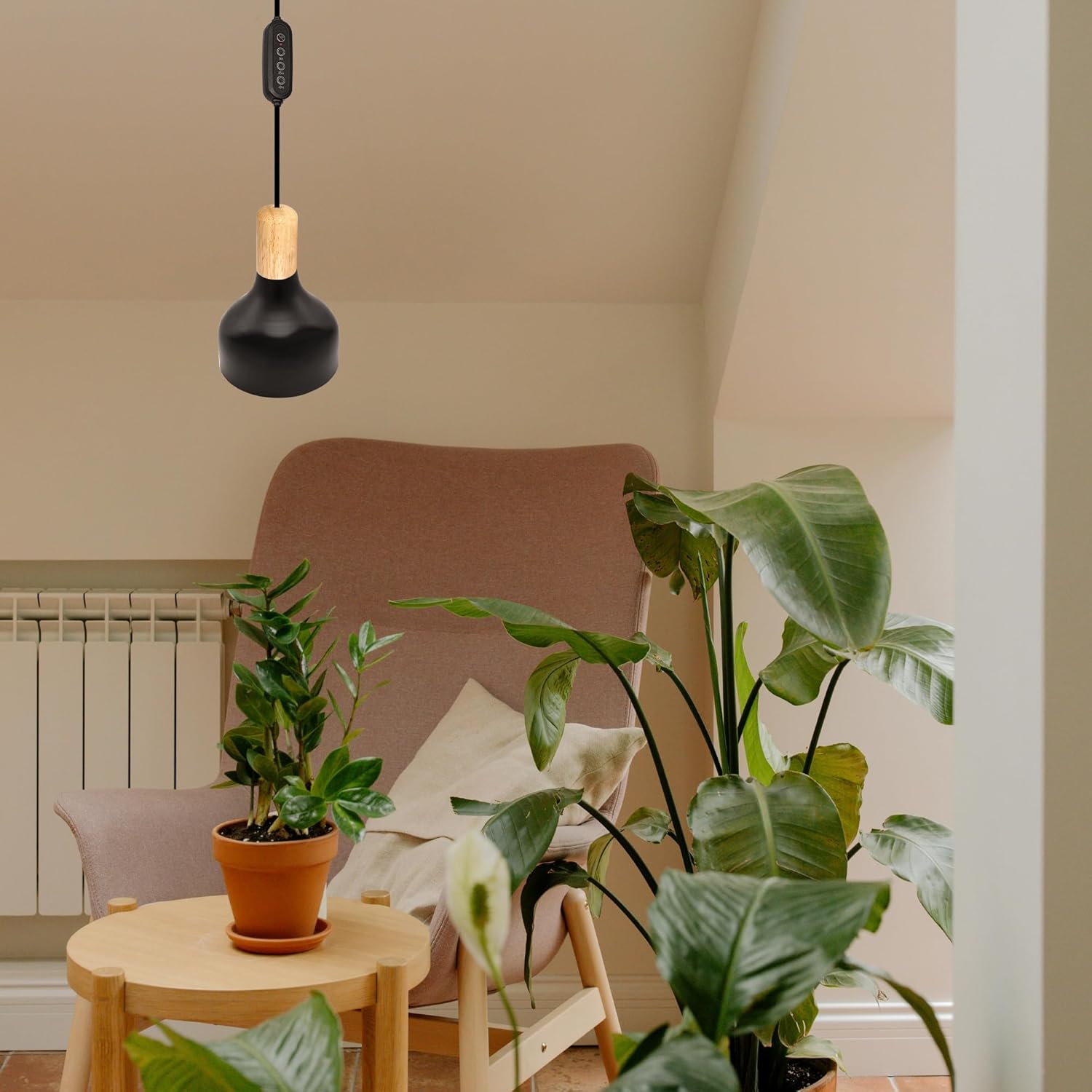 Downlight, Plant Growing Light, Compatible with E26 Base, 24 Hour Timer, Auto On, Adjustable Cord Length, 10W LED, Full Spectrum, 4500K, Bulb Included, Auto On/Off Time Setting, Hanging