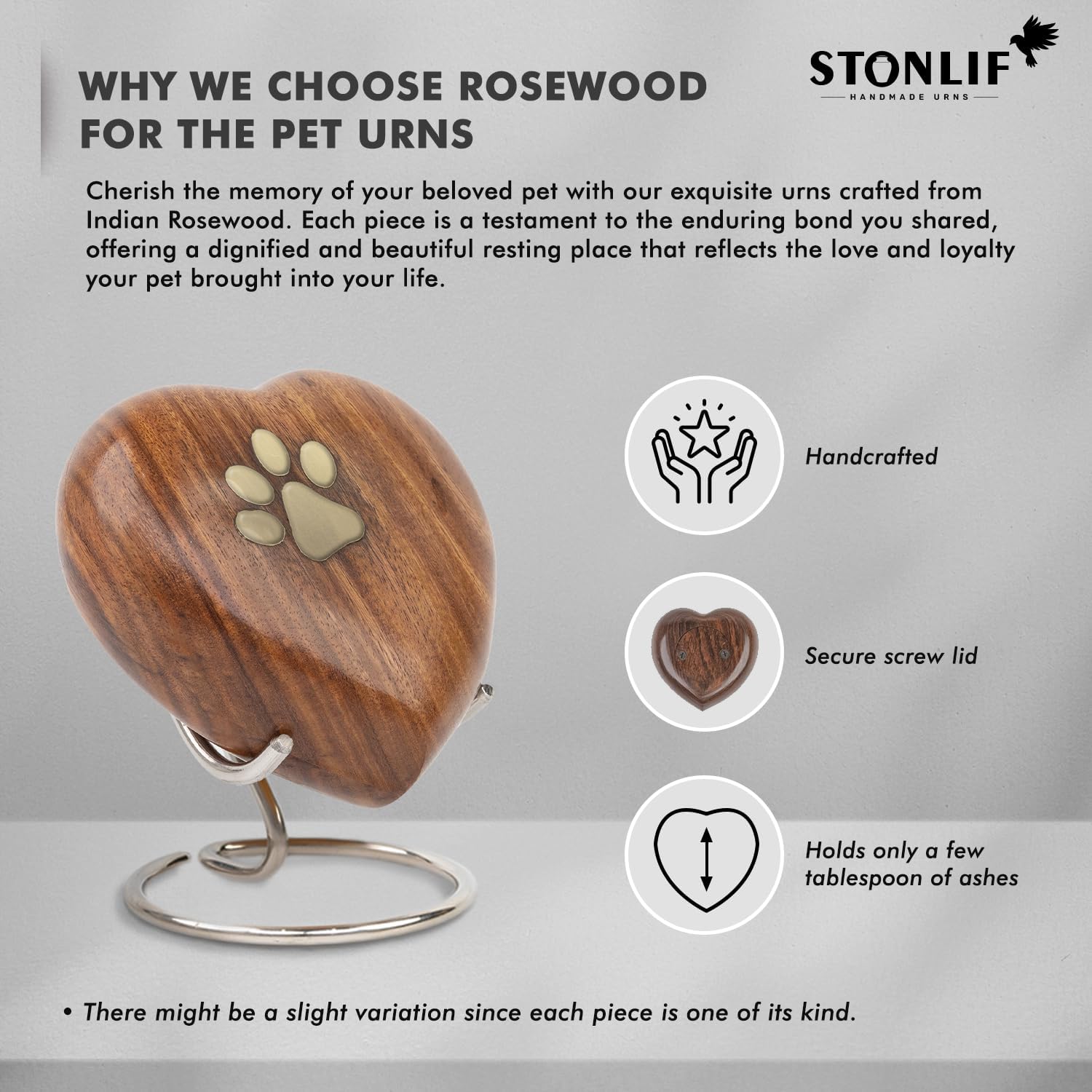 Pet Memorial Wood Urns for Dog or Cat Ashes,Small 3 Cubic Inches Wooden Urns Heart Shape Paws Design Urn for Ashes for Dogs, Pet Urn for Cats, Loss Pet Memorial Remembrance Gift - Pattern 1