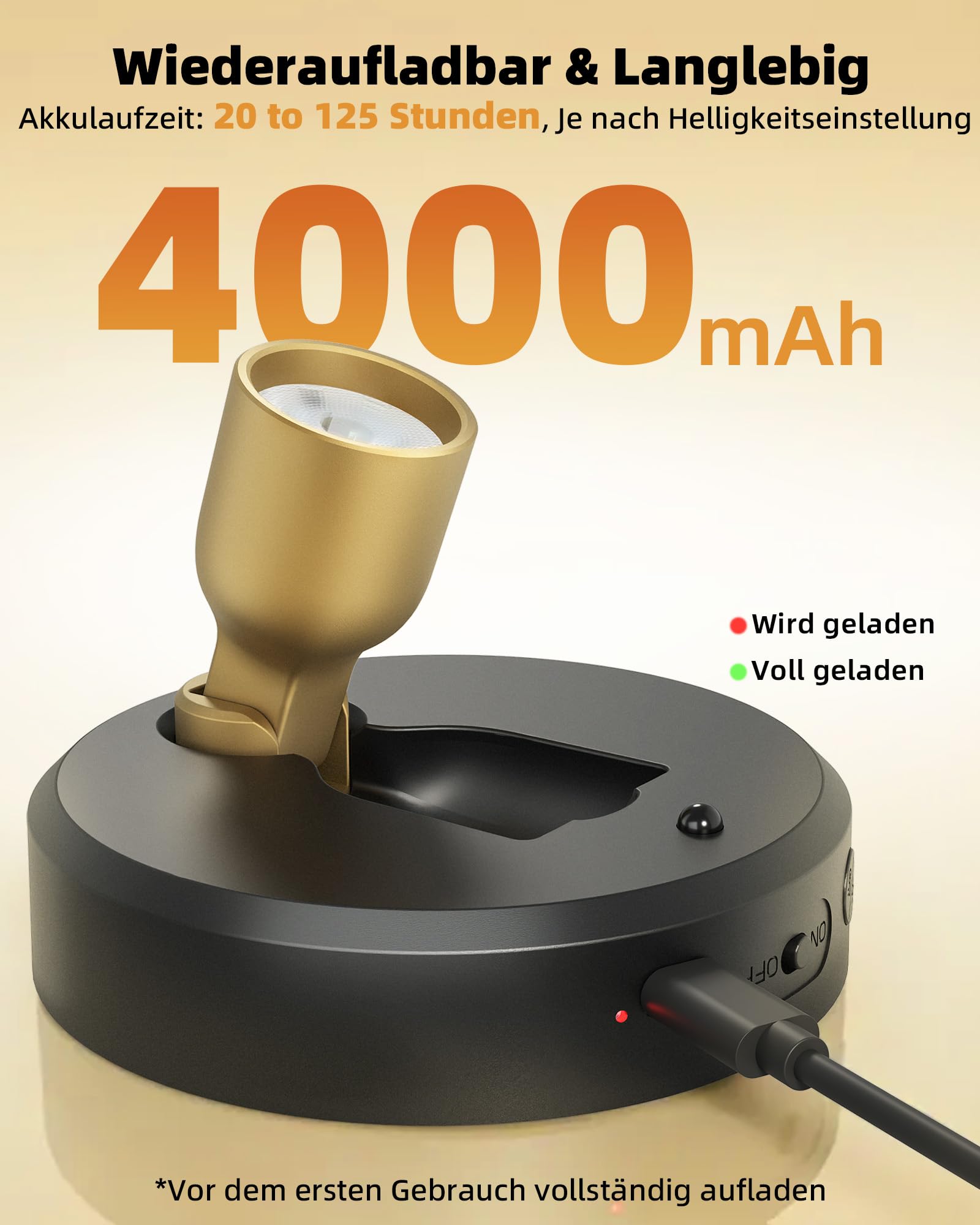 EZVALO Kabellose Spotlight mit Fernbedienung, 4000mAh Akku, 3 Farbtemperaturen, Wiederaufladbarer Wandspot, LED Spots Akku für Gemälde, Kunst, Pflanzen, Porträts (Schwarz, 2er Set)